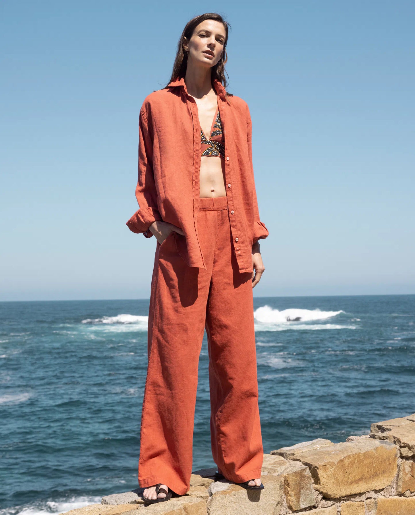 Pantalón lino mujer