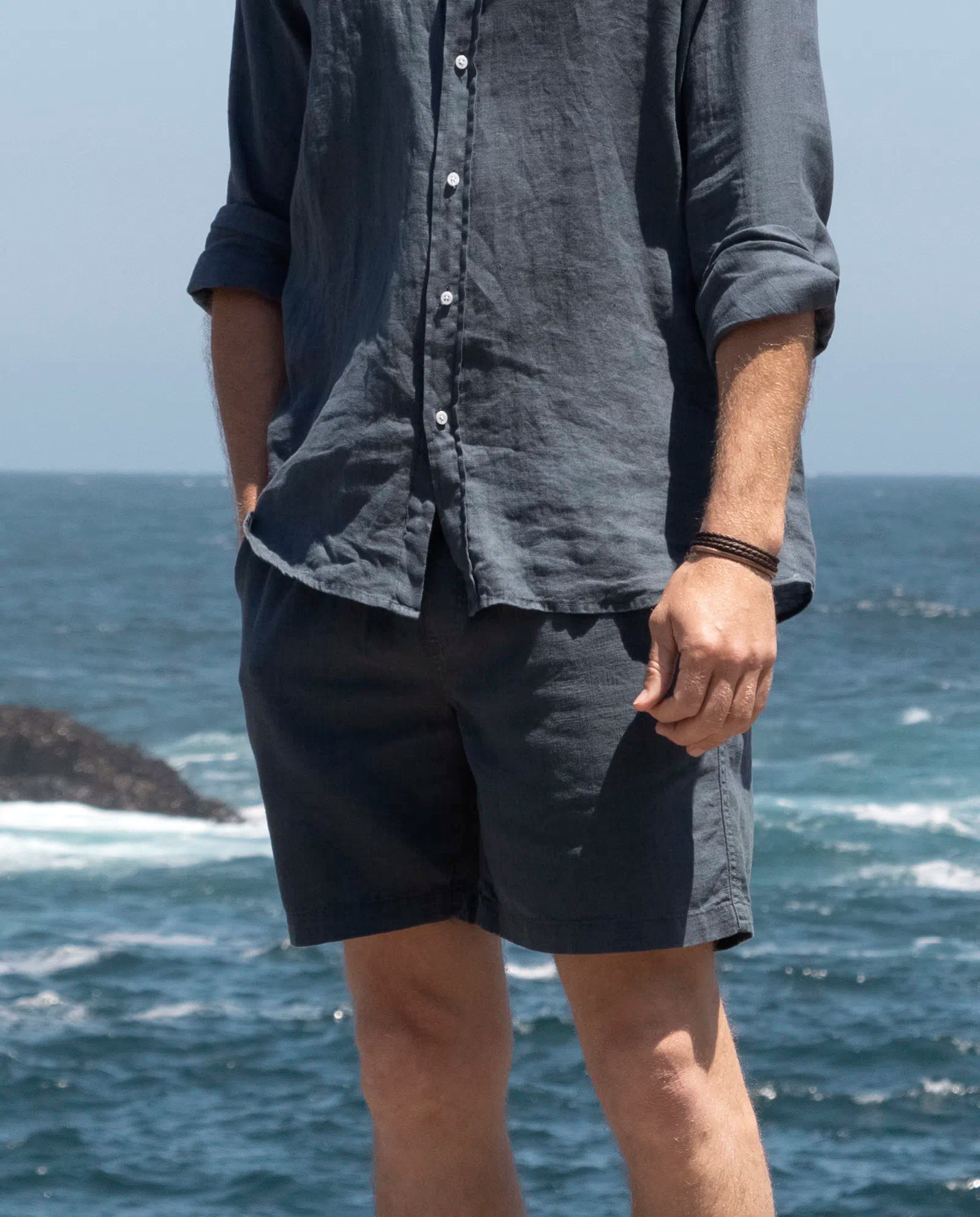 Bermuda lino hombre Gris S - Main Image