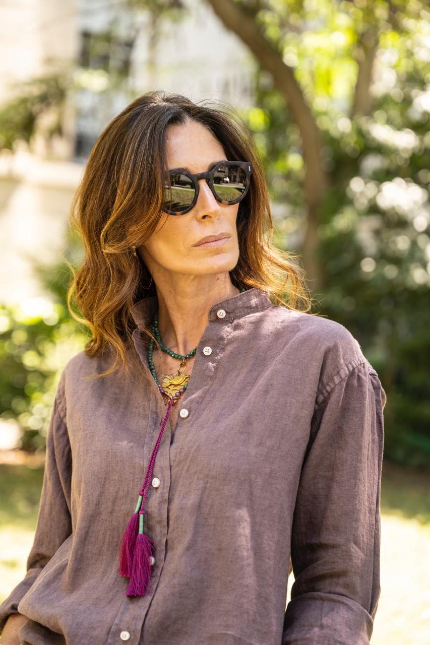 Camisa Lino Cuello Mao Mujer